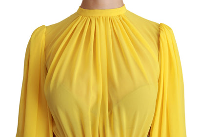 Dolce &amp; Gabbana Silk Pleated A-line Mini Dress in Sunshine Yellow