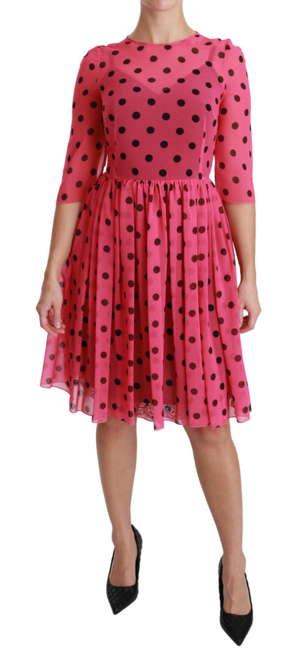 Dolce &amp; Gabbana Elegant Polka Dot A-Line Knee Length Dress