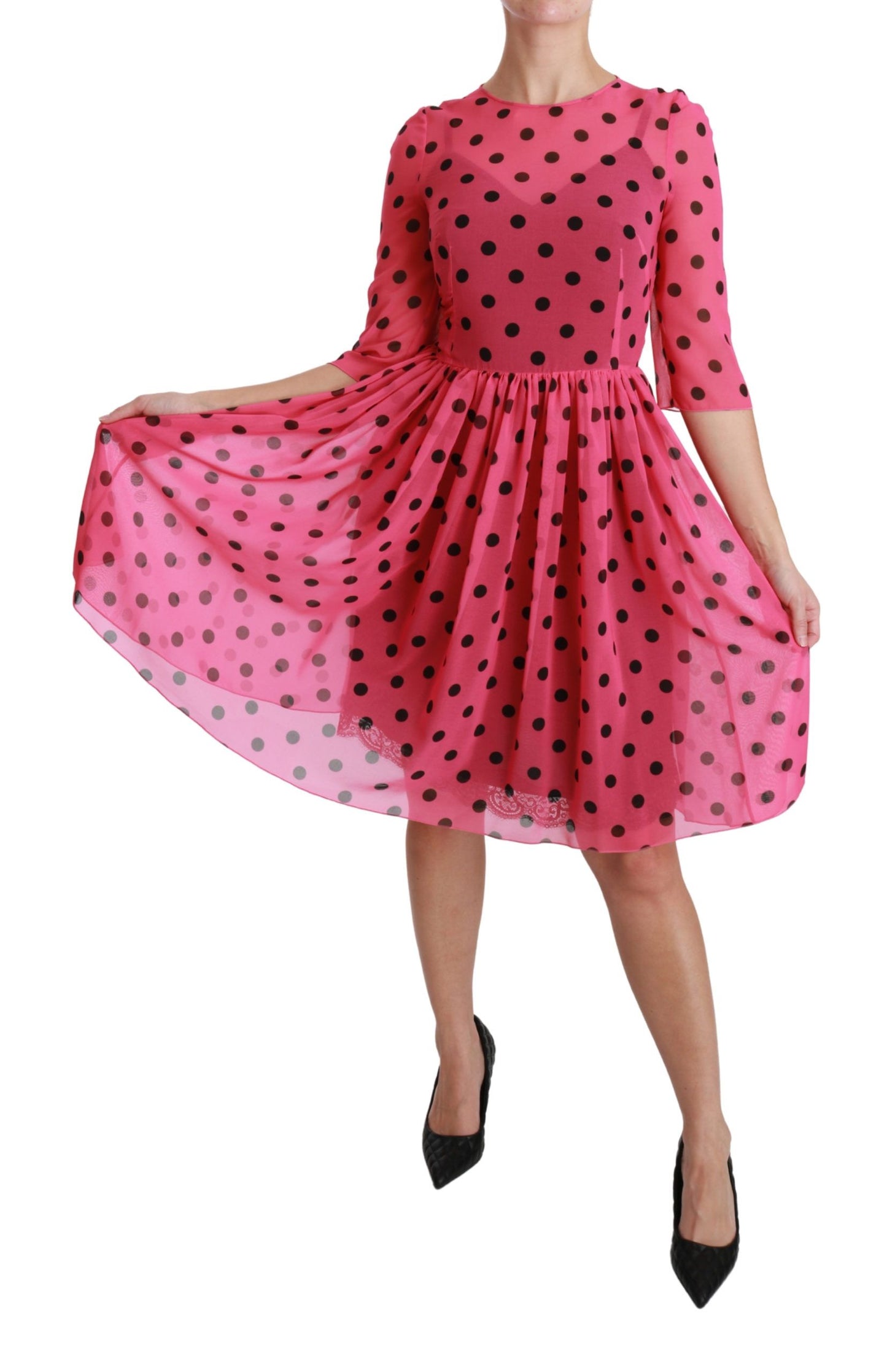 Dolce &amp; Gabbana Elegant Polka Dot A-Line Knee Length Dress