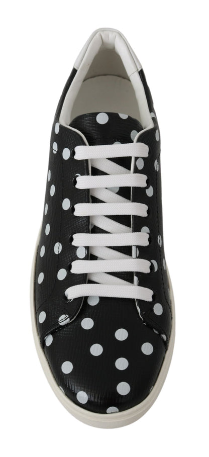 Dolce &amp; Gabbana Black Polka Dotted Leather Sneakers