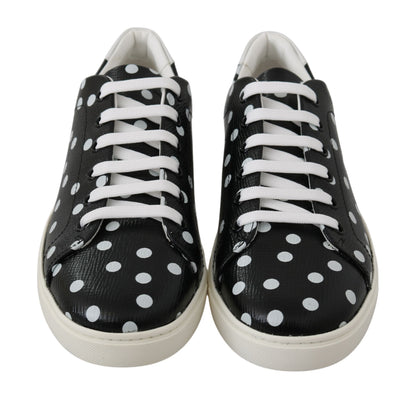 Dolce &amp; Gabbana Black Polka Dotted Leather Sneakers