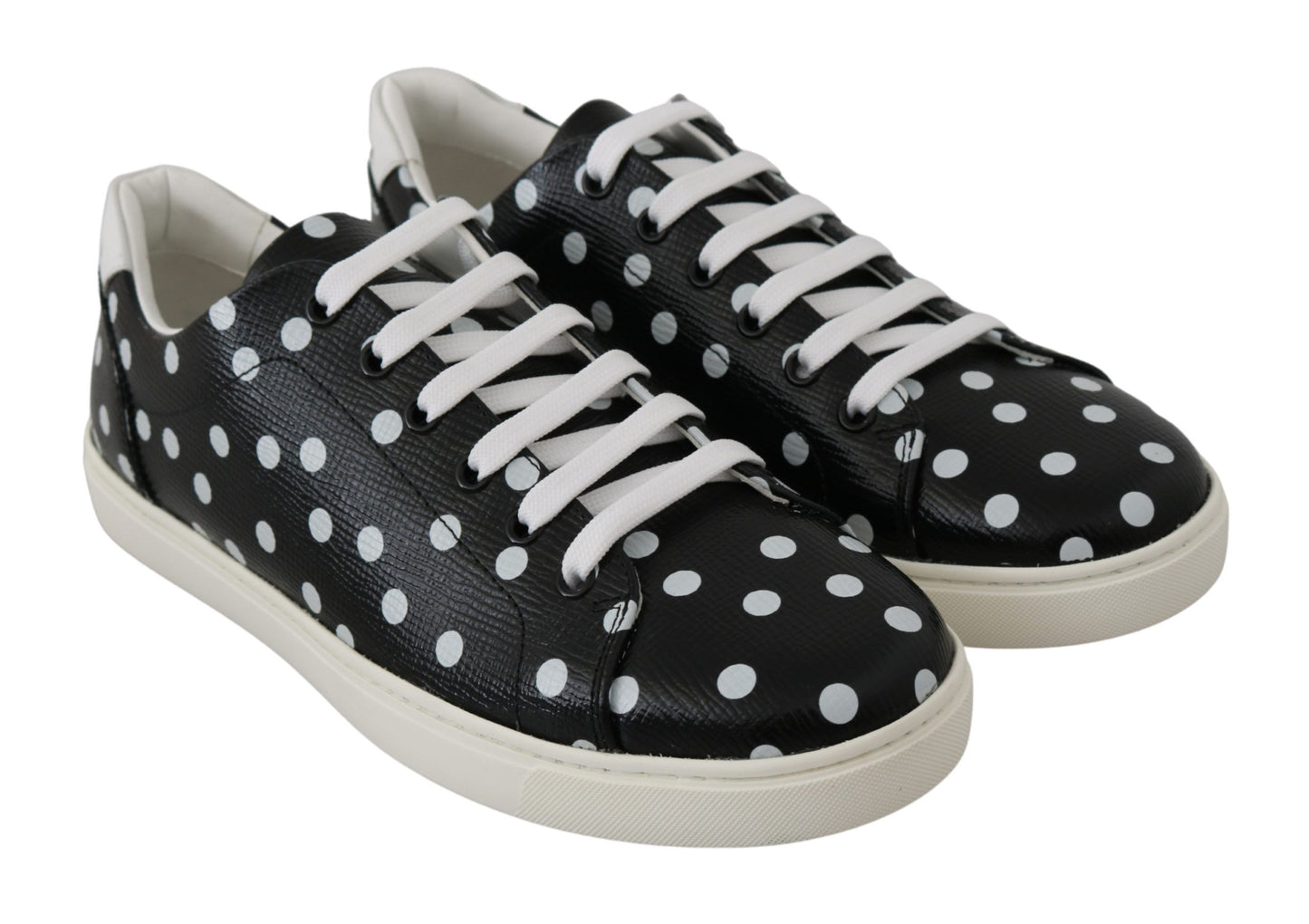 Dolce &amp; Gabbana Black Polka Dotted Leather Sneakers