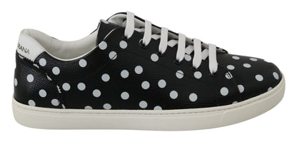 Dolce &amp; Gabbana Black Polka Dotted Leather Sneakers