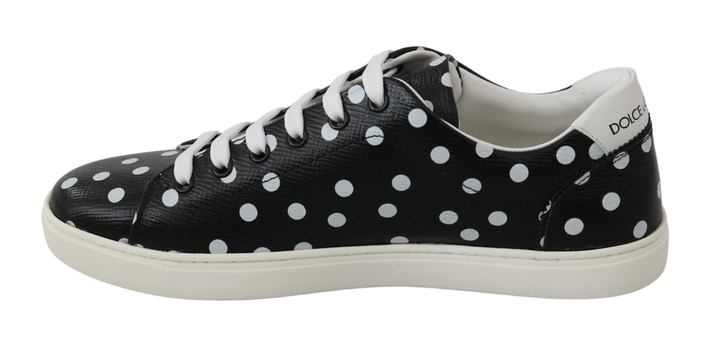 Dolce &amp; Gabbana Black Polka Dotted Leather Sneakers