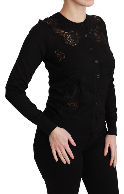 Dolce &amp; Gabbana Elegant Cashmere Silk Blend Lace Cardigan