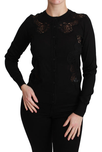 Dolce &amp; Gabbana Elegant Cashmere Silk Blend Lace Cardigan