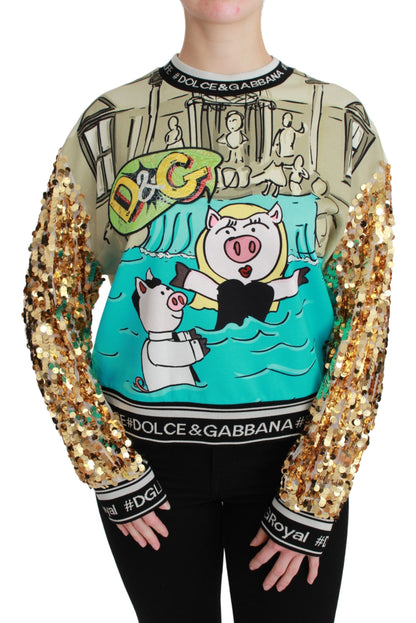 Dolce &amp; Gabbana Chic Multicolor Motive Sequined Sweater