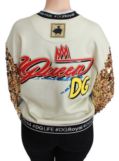 Dolce &amp; Gabbana Chic Multicolor Motive Sequined Sweater