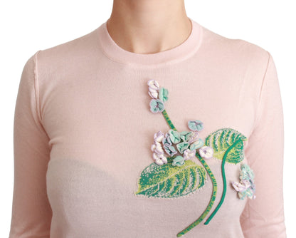 Dolce &amp; Gabbana Silk Blend Floral Embroidered Sweater