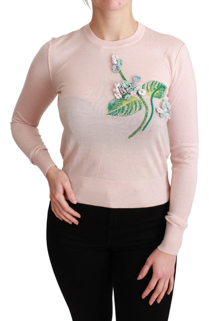 Dolce &amp; Gabbana Silk Blend Floral Embroidered Sweater