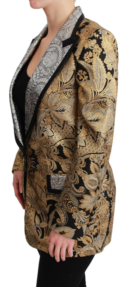 Dolce &amp; Gabbana Elegant Gold Floral Jacquard Blazer