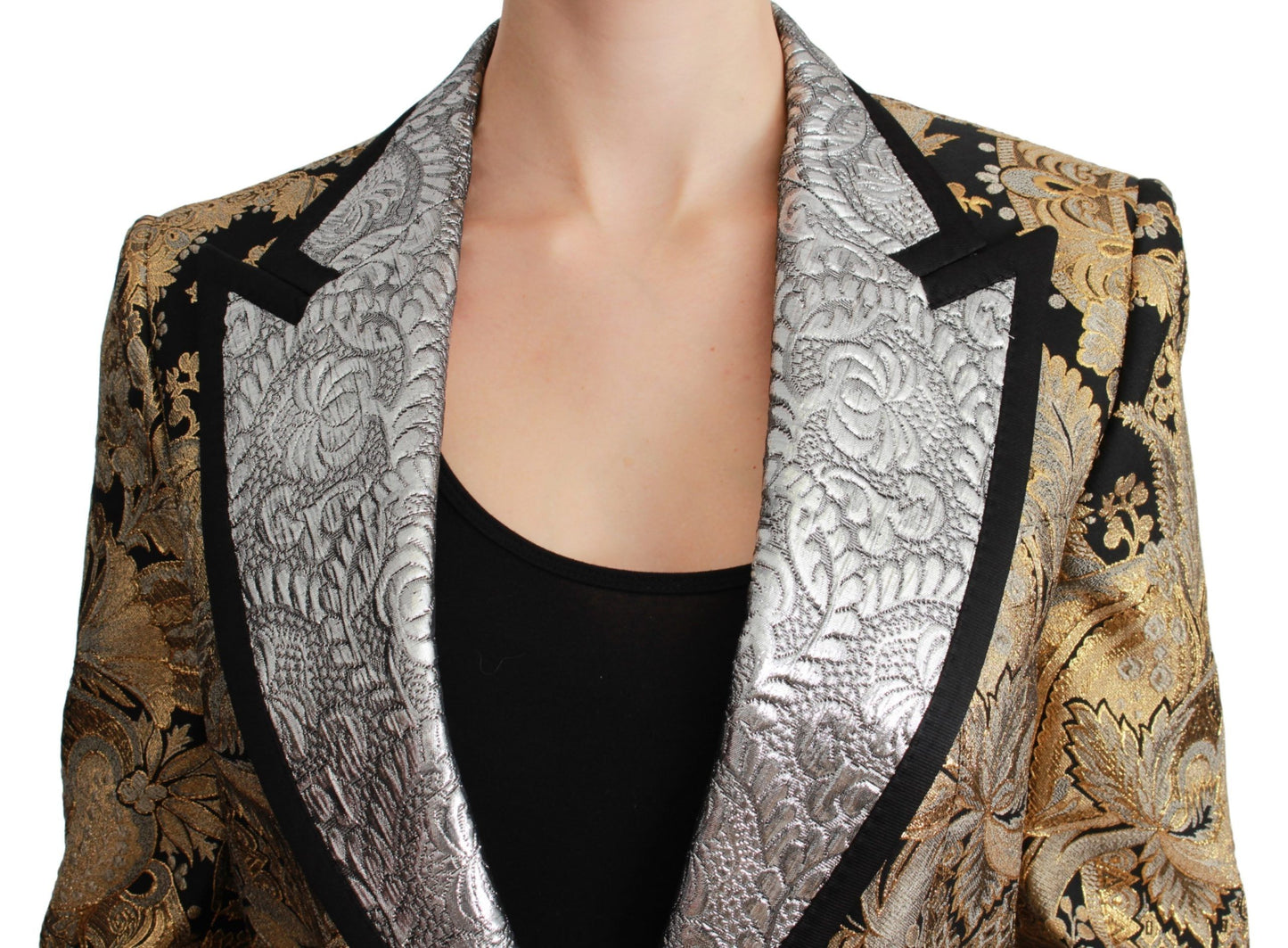 Dolce &amp; Gabbana Elegant Gold Floral Jacquard Blazer