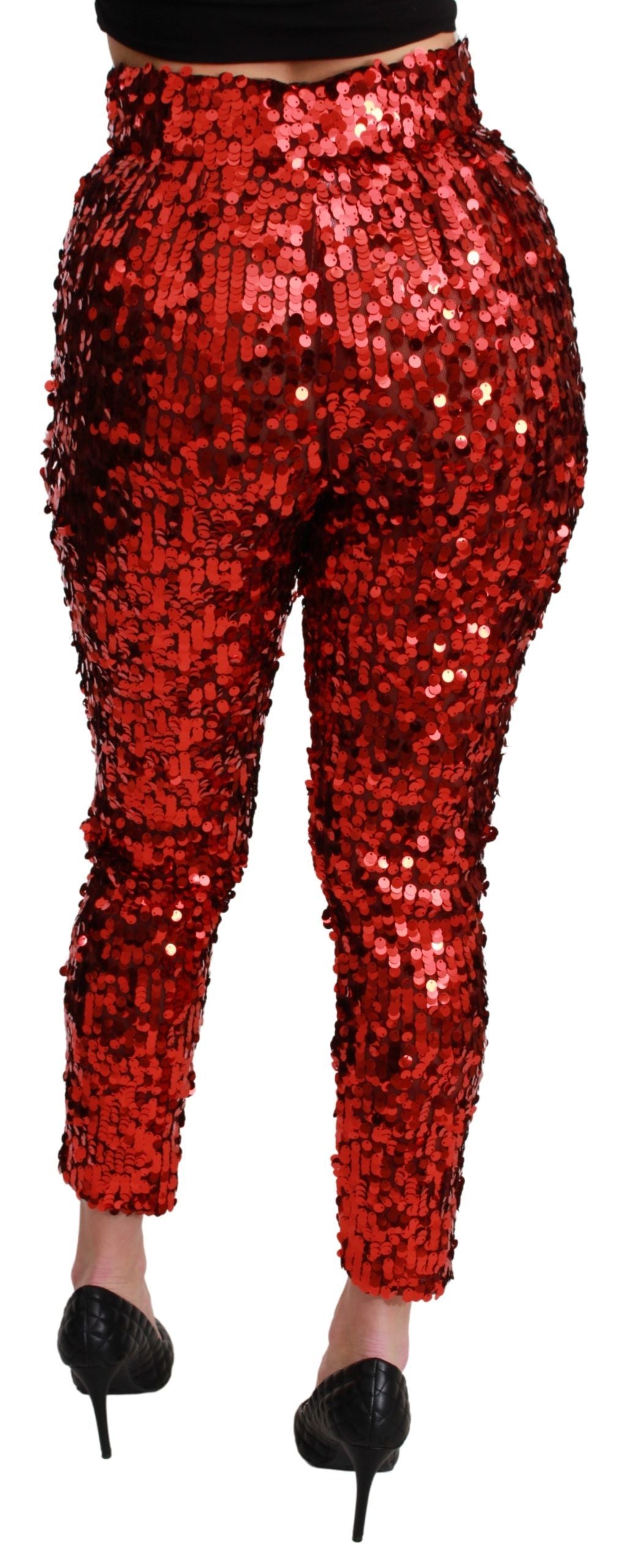 Dolce &amp; Gabbana Elegant High-Waist Cropped Red Trousers