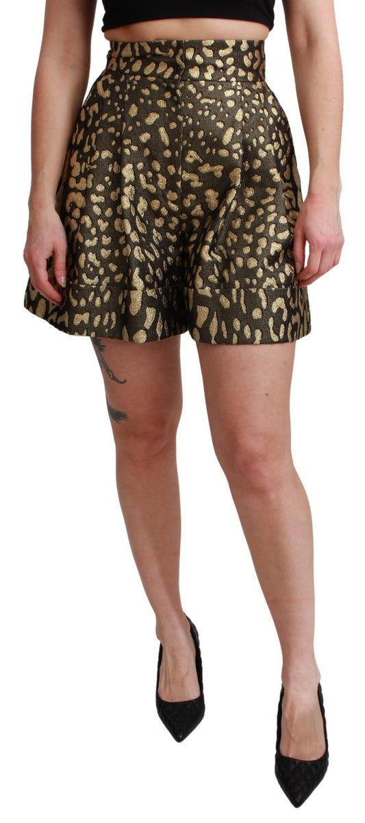 Dolce &amp; Gabbana High Waist Black &amp; Gold Luxury Shorts