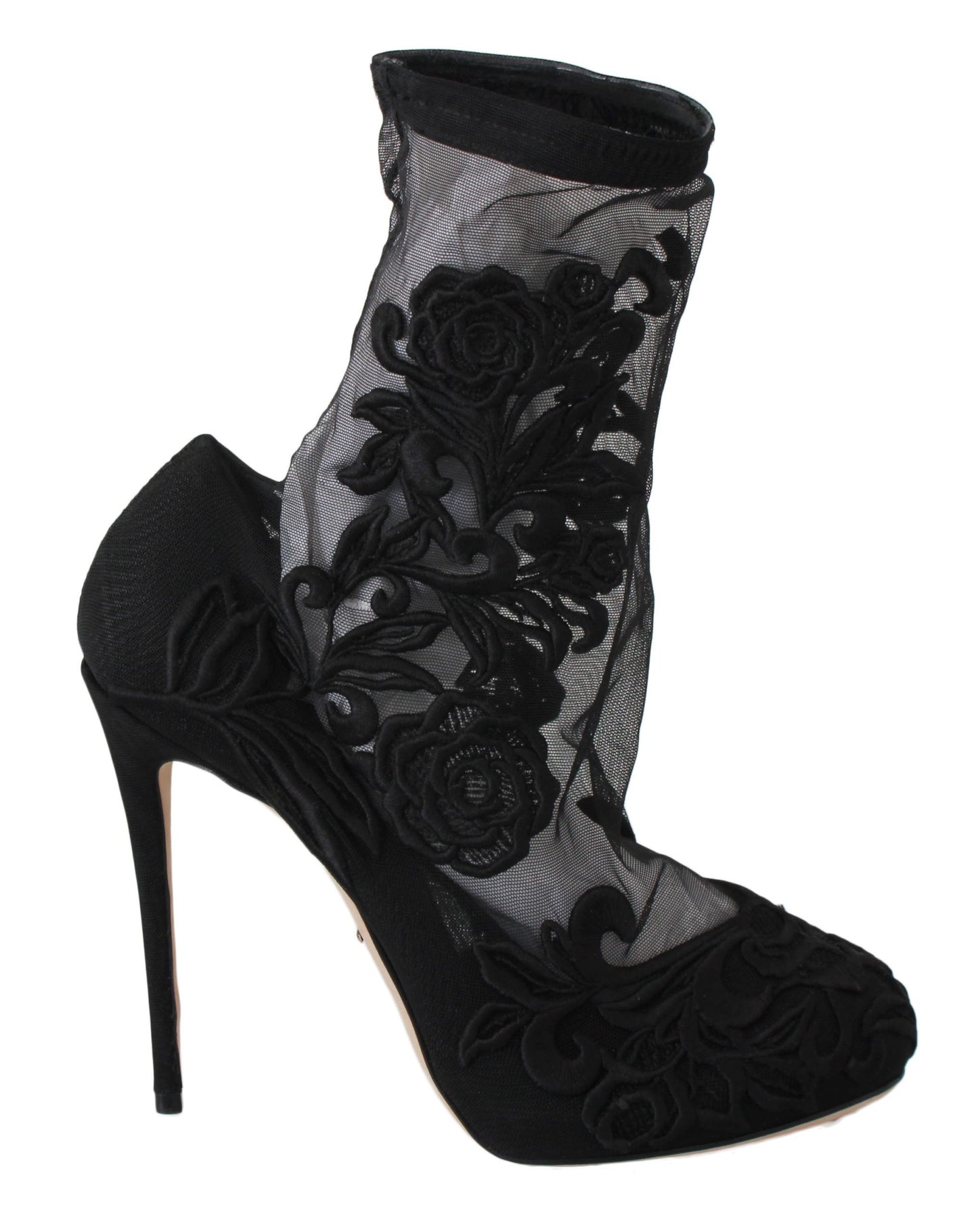 Dolce &amp; Gabbana Embroidered Floral Stiletto Socks Booties