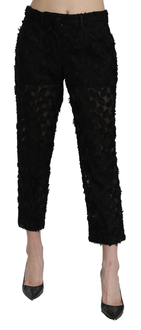 Dolce &amp; Gabbana Elegant Straight Cropped Lace Trousers