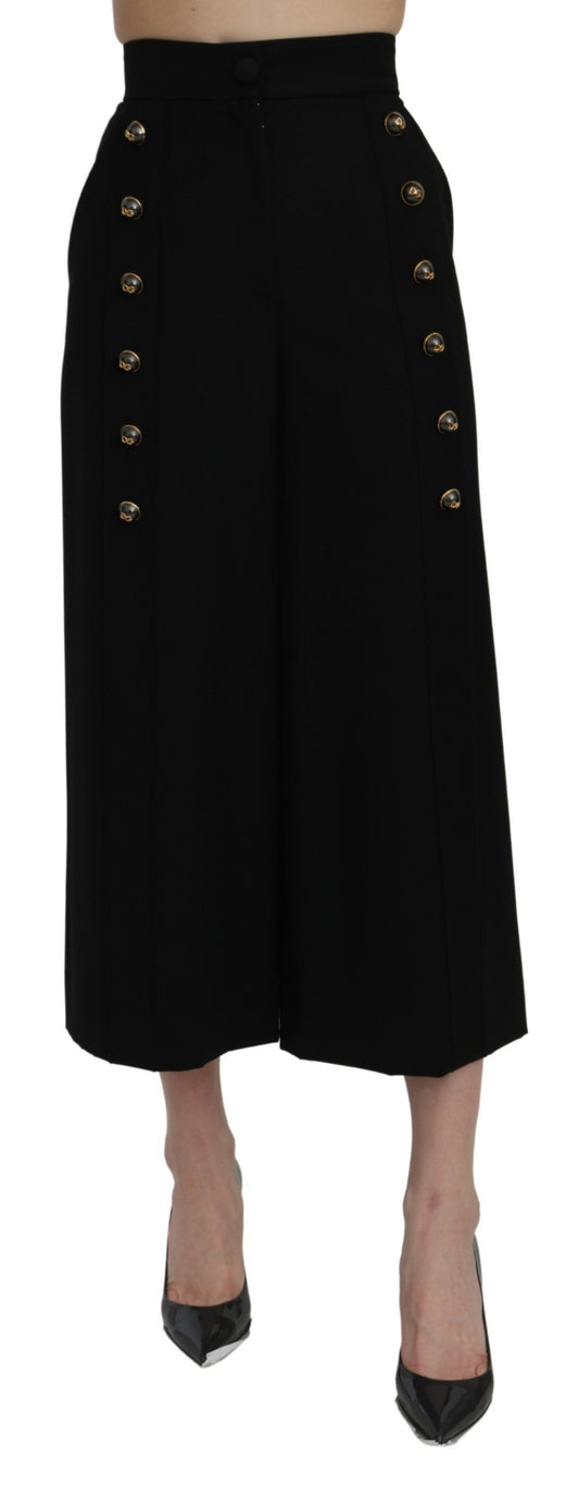 Dolce &amp; Gabbana Elegant High Waist Wide Leg Wool Pants