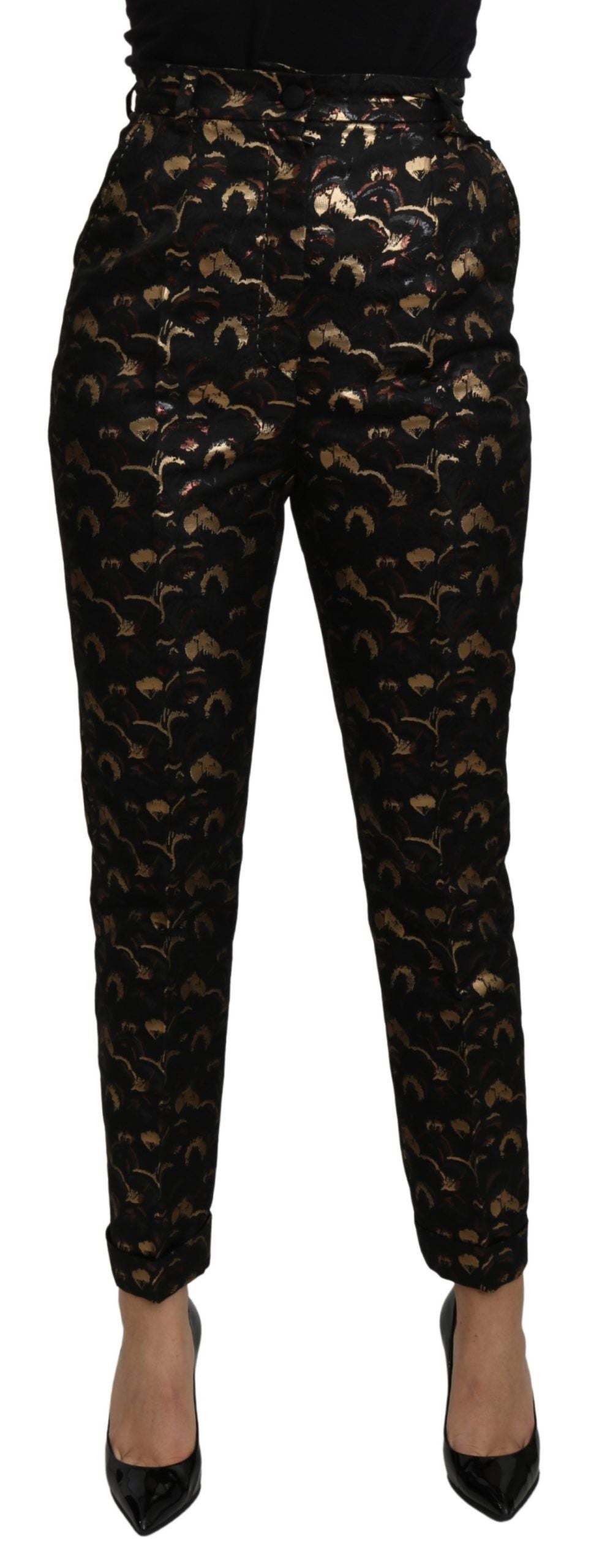 Dolce &amp; Gabbana Elegant High Waist Tapered Brocade Pants