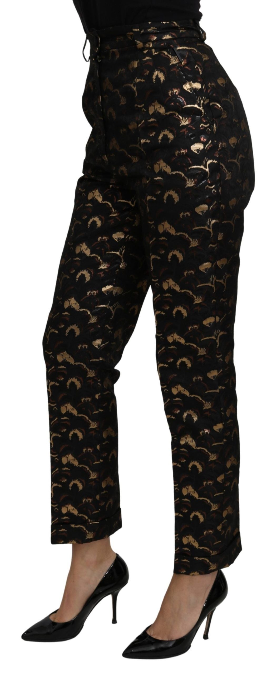 Dolce &amp; Gabbana Elegant High Waist Tapered Brocade Pants