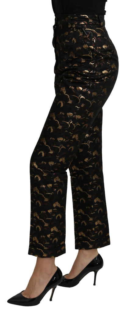 Dolce &amp; Gabbana Elegant High Waist Tapered Brocade Pants