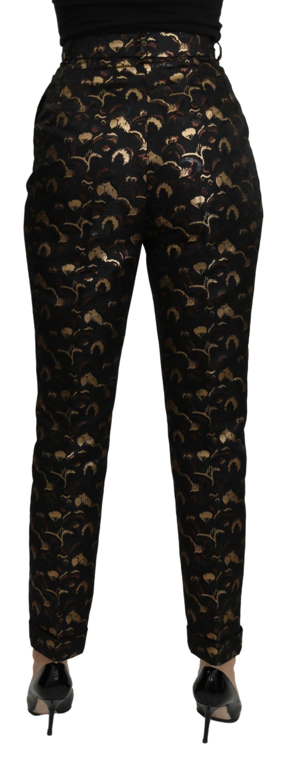 Dolce &amp; Gabbana Elegant High Waist Tapered Brocade Pants