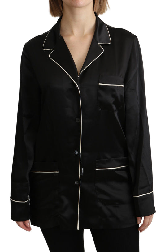 Dolce &amp; Gabbana Elegant Silk Black Button-Up Blouse