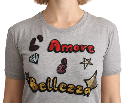 Dolce &amp; Gabbana Sequined Motive Cotton Tee