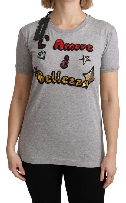 Dolce &amp; Gabbana Sequined Motive Cotton Tee