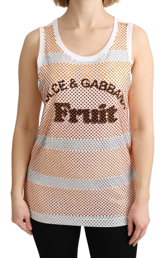 Dolce &amp; Gabbana Crystal Embellished Sleeveless Cotton Top