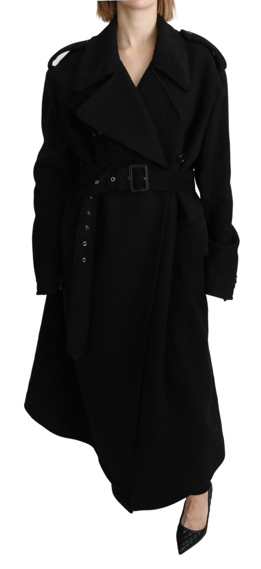 Dolce &amp; Gabbana Elegant Black Wool Trench Coat