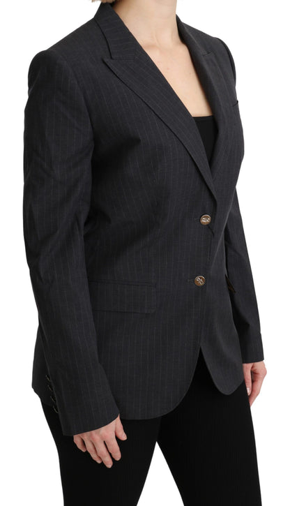 Dolce &amp; Gabbana Elegant Gray Striped Cotton Blazer