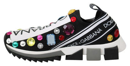 Dolce &amp; Gabbana Black Crystal-Embellished Low Top Sneakers