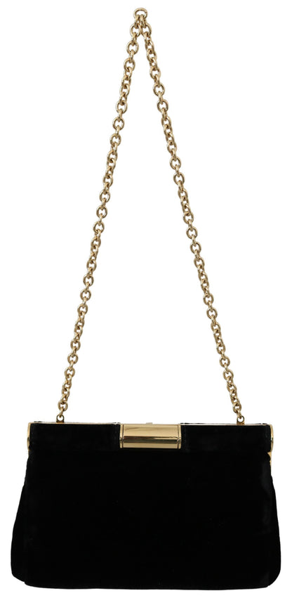 Dolce &amp; Gabbana Velvet Evening Party Crossbody with Crystal Studs