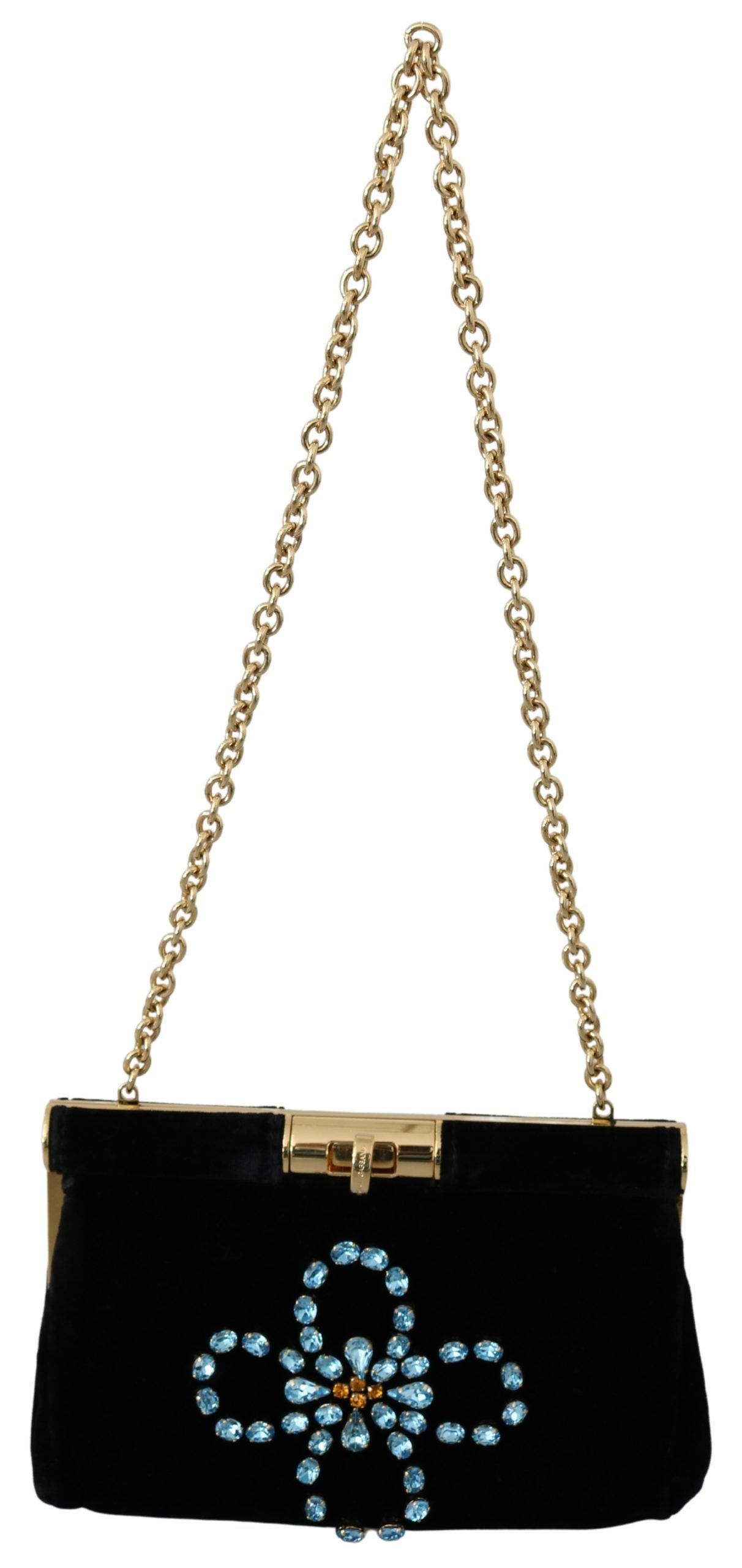 Dolce &amp; Gabbana Velvet Evening Party Crossbody with Crystal Studs