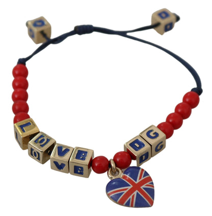 Dolce &amp; Gabbana Elegant Blue Red Glass Cotton Blend Bracelet