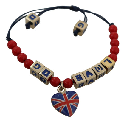 Dolce &amp; Gabbana Elegant Blue Red Glass Cotton Blend Bracelet