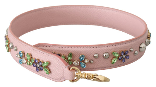 Dolce &amp; Gabbana Stunning Pink Crystal Studded Leather Strap