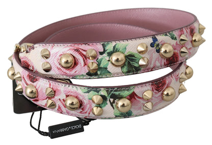 Dolce &amp; Gabbana Chic Floral Pink Leather Shoulder Strap