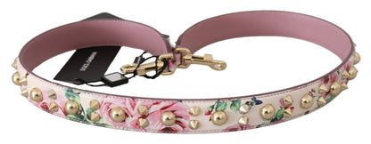 Dolce &amp; Gabbana Chic Floral Pink Leather Shoulder Strap