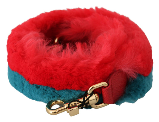 Dolce &amp; Gabbana Elegant Red Lapin Fur Shoulder Strap