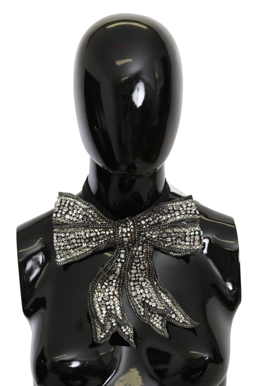 Dolce &amp; Gabbana Elegant Silver Silk Bowtie