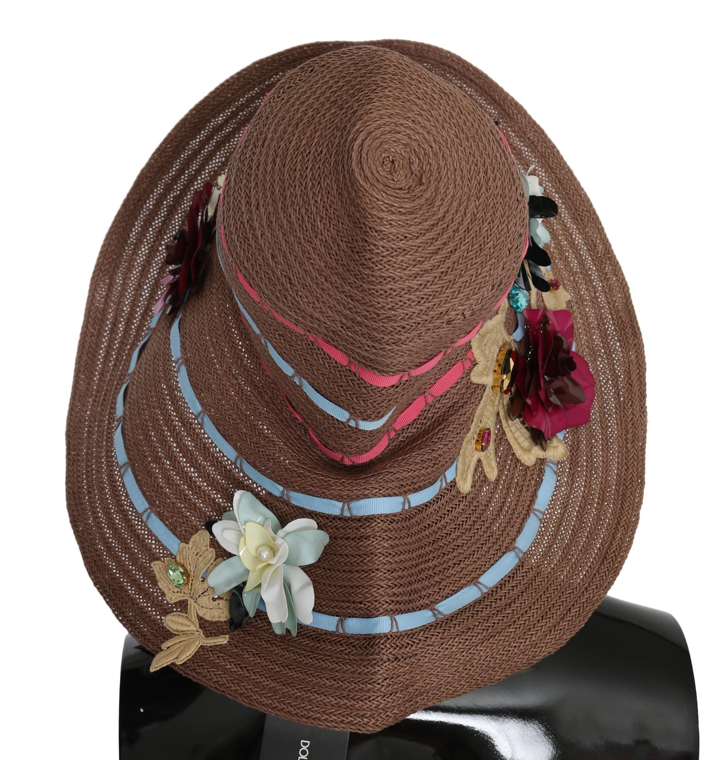 Dolce &amp; Gabbana Elegant Floppy Straw Hat with Floral Accents