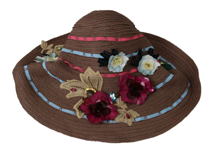 Dolce &amp; Gabbana Elegant Floppy Straw Hat with Floral Accents