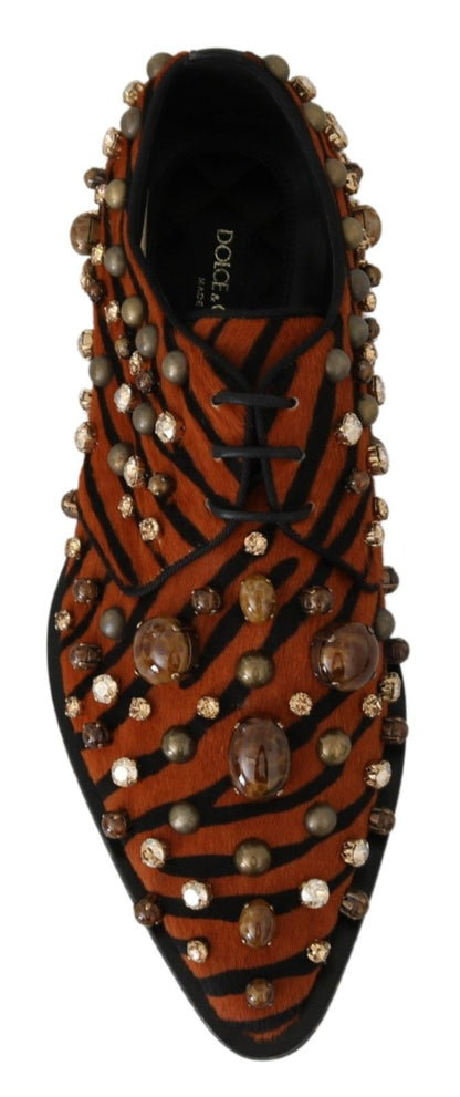 Dolce &amp; Gabbana Tiger Pattern Crystal Embellished Flats