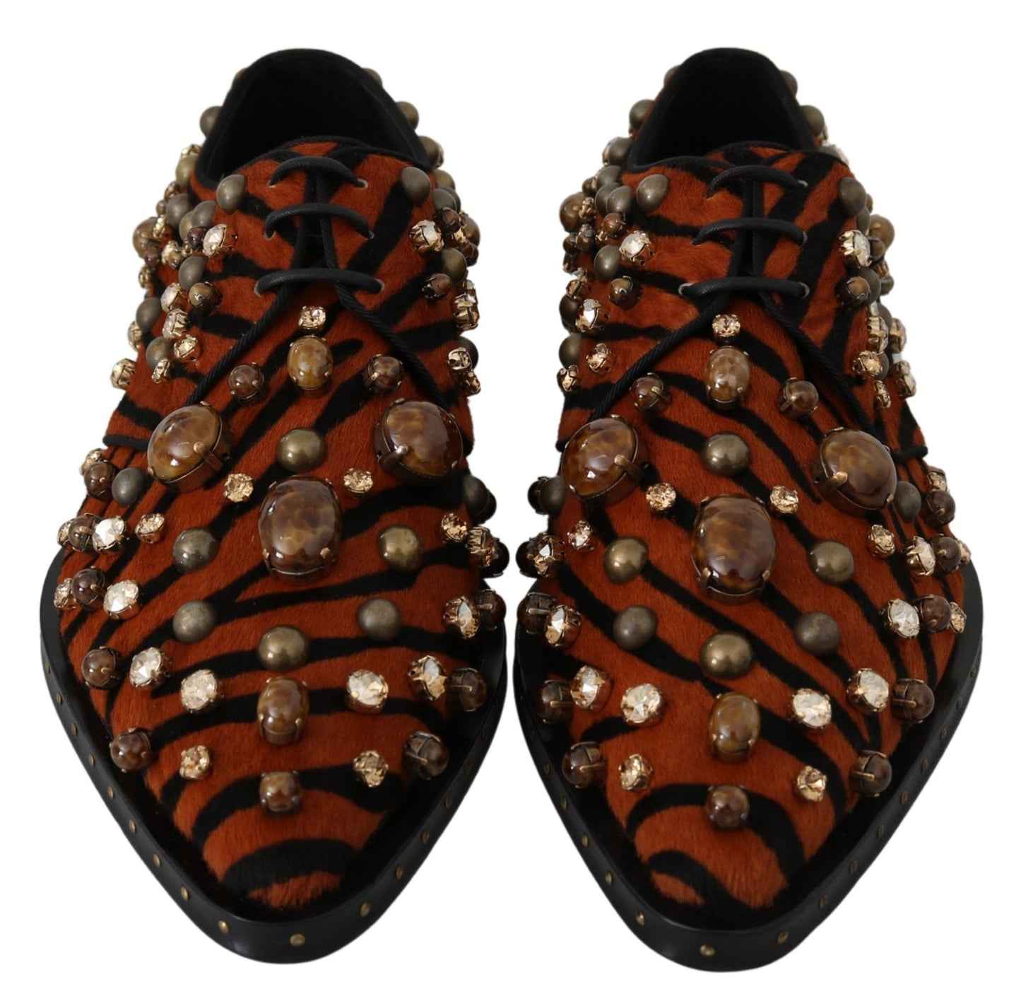 Dolce &amp; Gabbana Tiger Pattern Crystal Embellished Flats