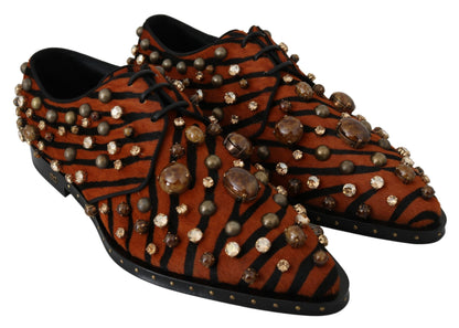 Dolce &amp; Gabbana Tiger Pattern Crystal Embellished Flats