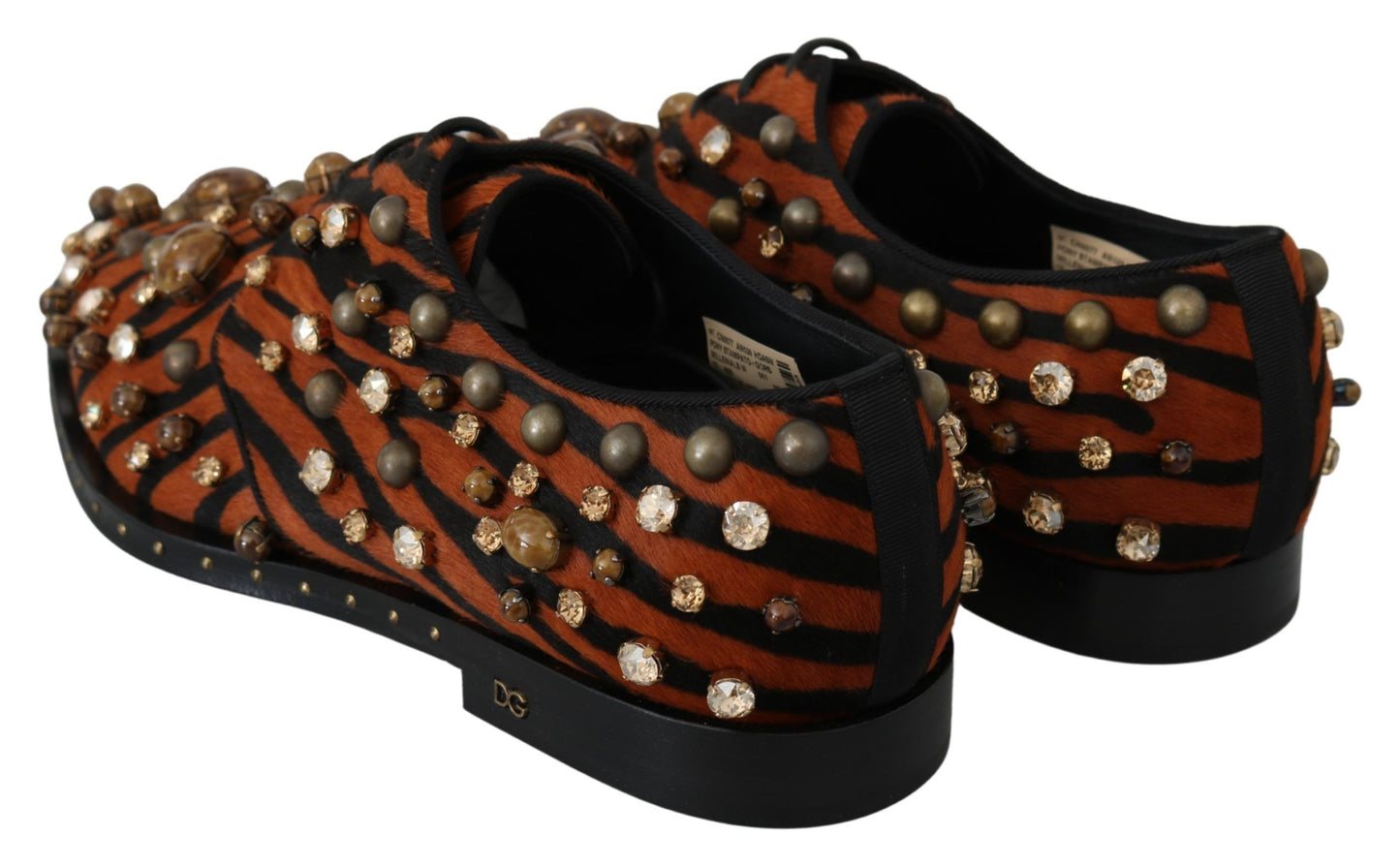 Dolce &amp; Gabbana Tiger Pattern Crystal Embellished Flats