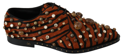 Dolce &amp; Gabbana Tiger Pattern Crystal Embellished Flats