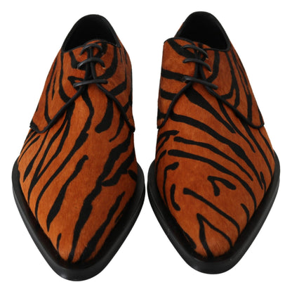 Dolce & Gabbana Tiger Pattern Dress Shoes with Pony Hair