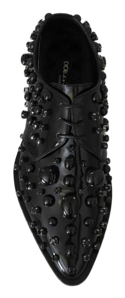 Dolce &amp; Gabbana Elegant Black Dress Shoes with Crystals